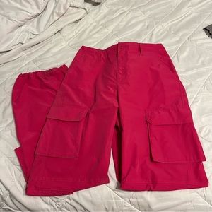 Pink High Rise Cargo Pants